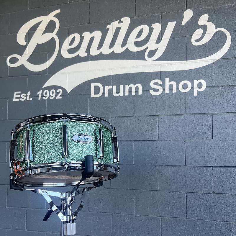 Pearl MCT1465S/C348 Masters Maple Complete 6.5x14" Snare Drum in Absinthe Sparkle Lacquer